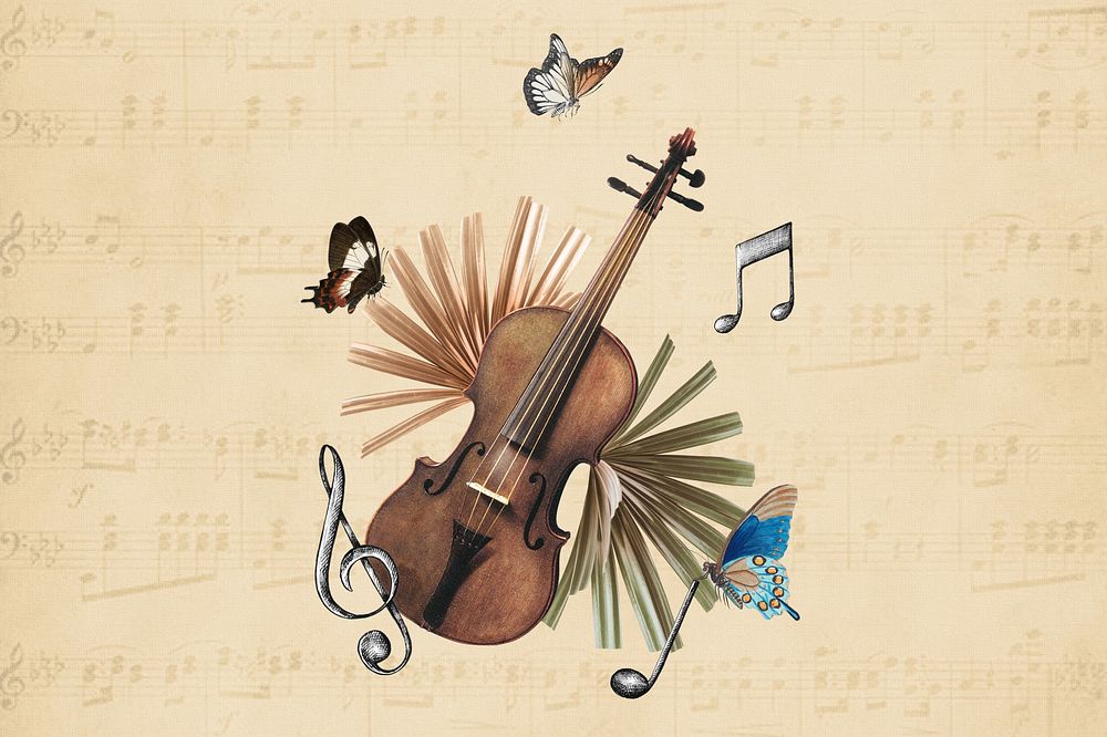 Violin music beige background, entertainment design