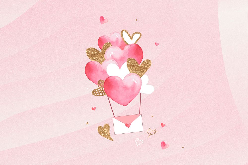 Aesthetic pink hearts background, love letter design