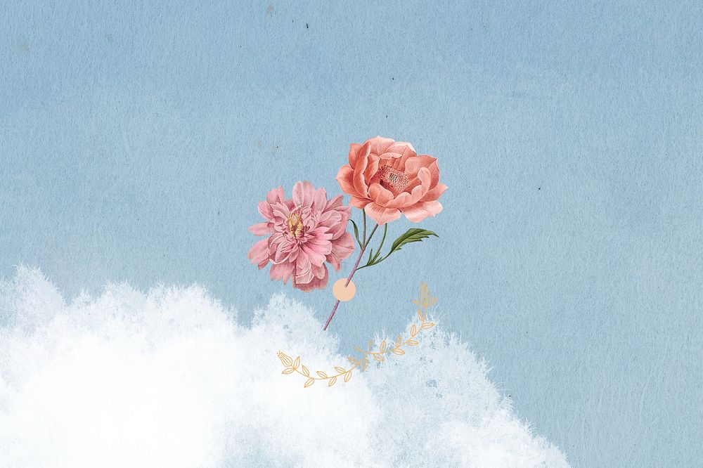 Vintage flower sky background, aesthetic design