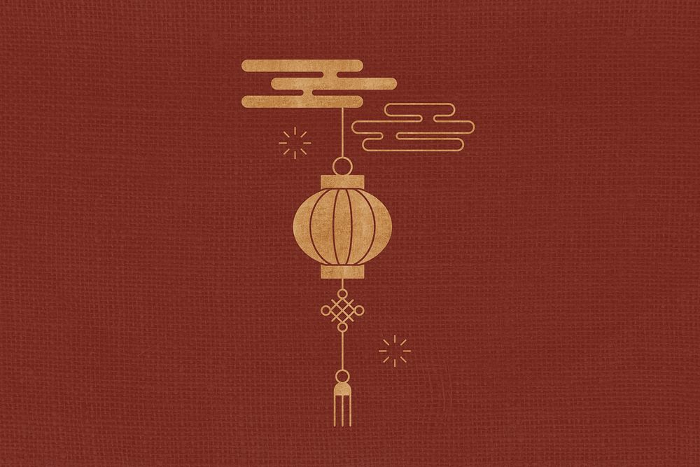 Gold Chinese lantern, red background