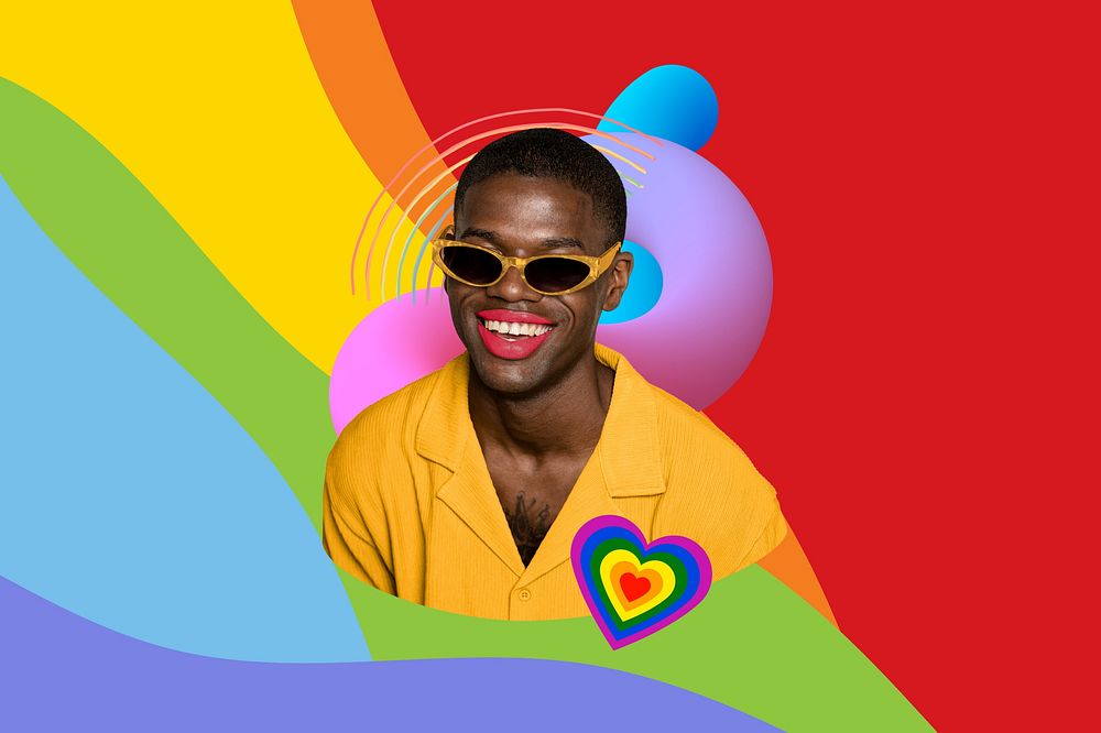 Colorful pride month background, African American man design