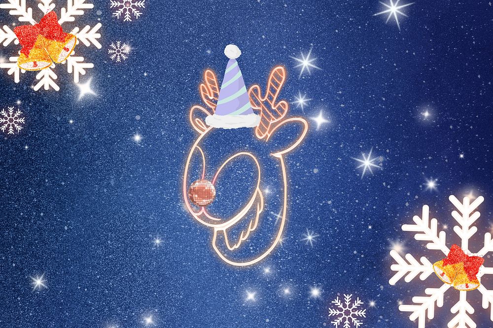 Aesthetic Christmas reindeer blue background
