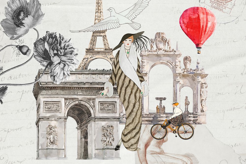 Aesthetic France travel background, vintage design