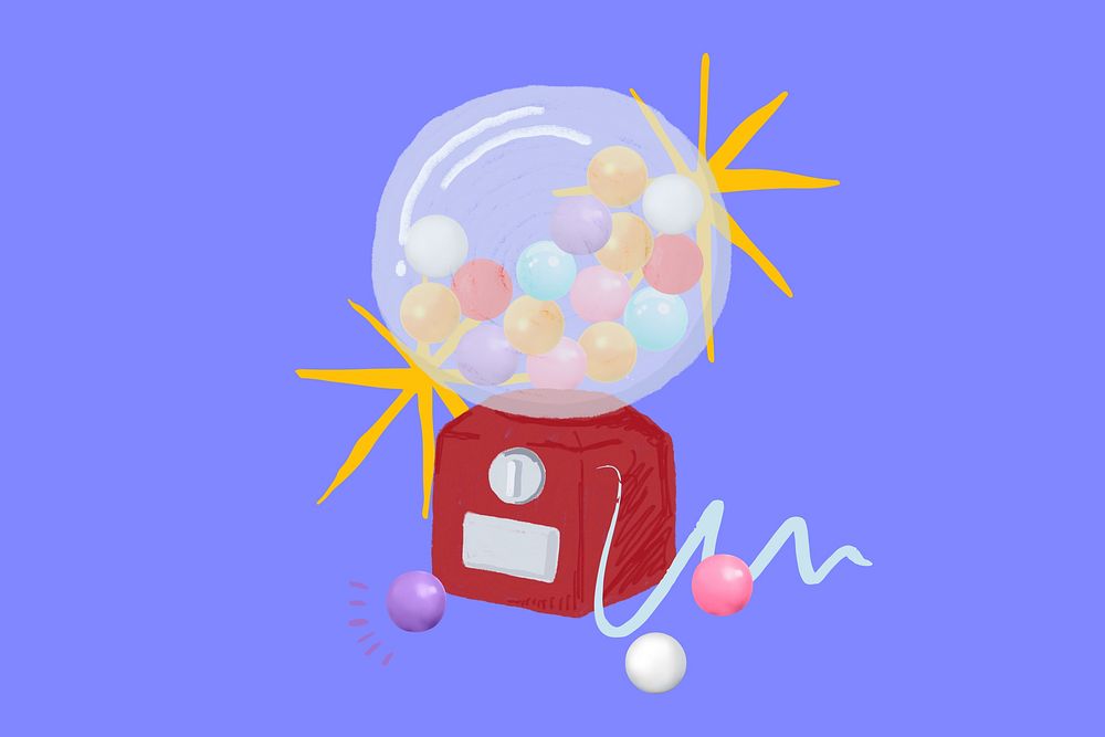 Gumball machine illustration background, cute design