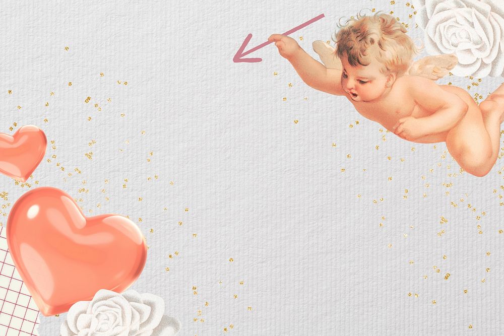 Valentine's cupid background, heart border