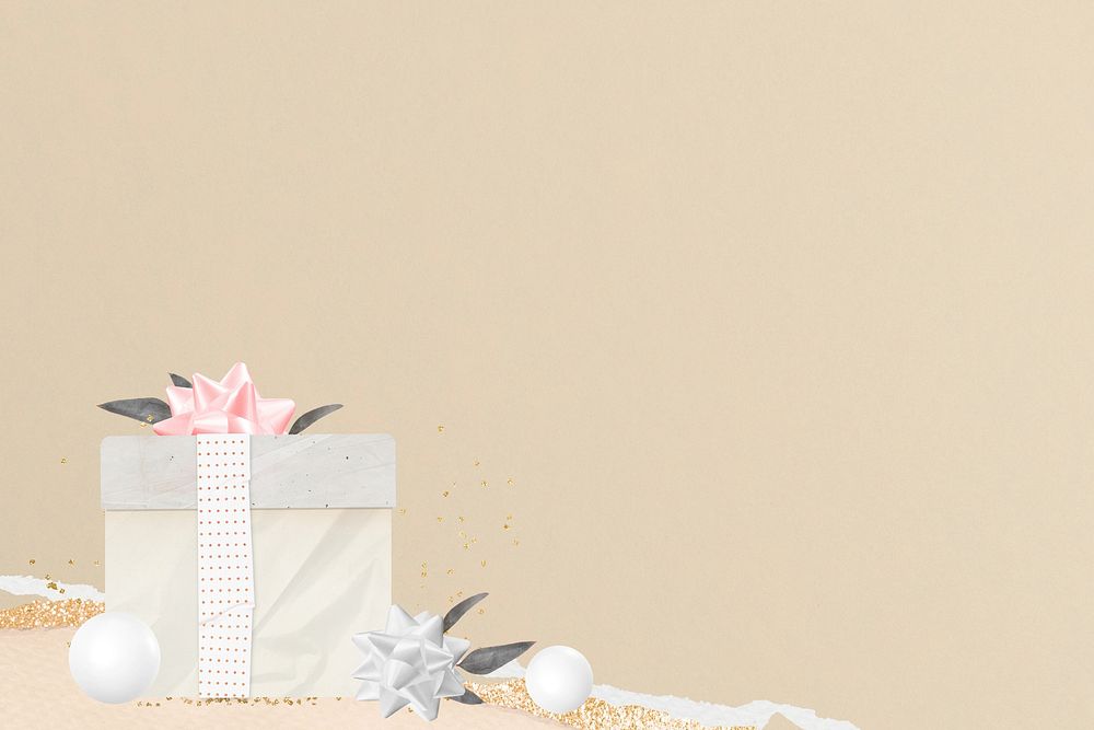 Birthday gift box background, beige textured design
