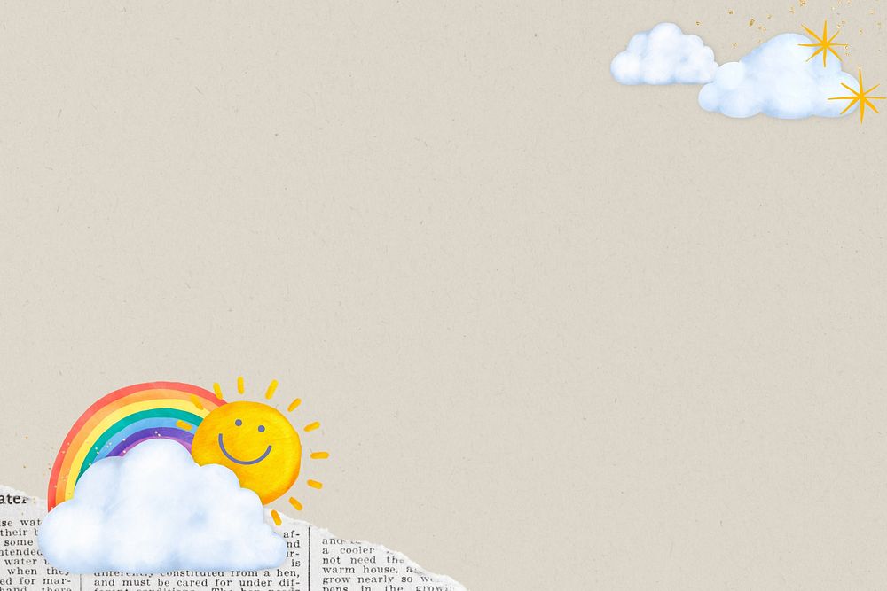 Cute sunny weather background, aesthetic paper collage