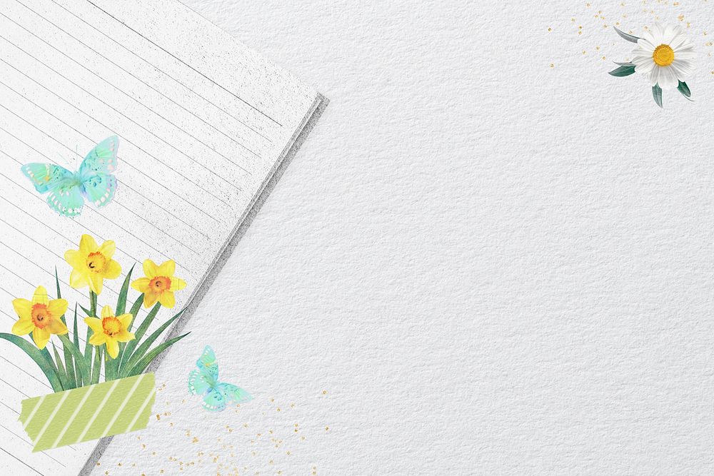 Aesthetic Spring journal background, white paper texture