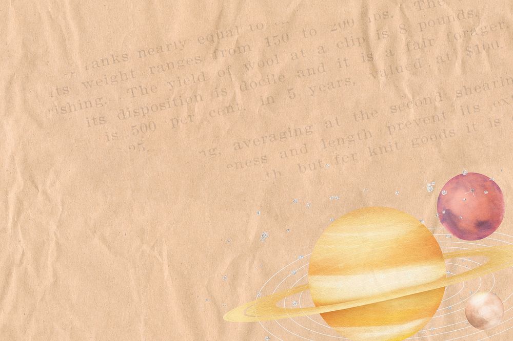 Aesthetic Saturn galaxy background, paper textured design