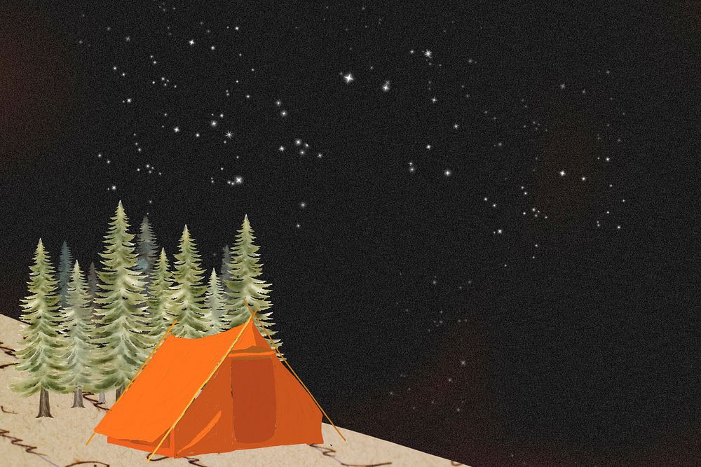 Camping tent aesthetic background, travel collage