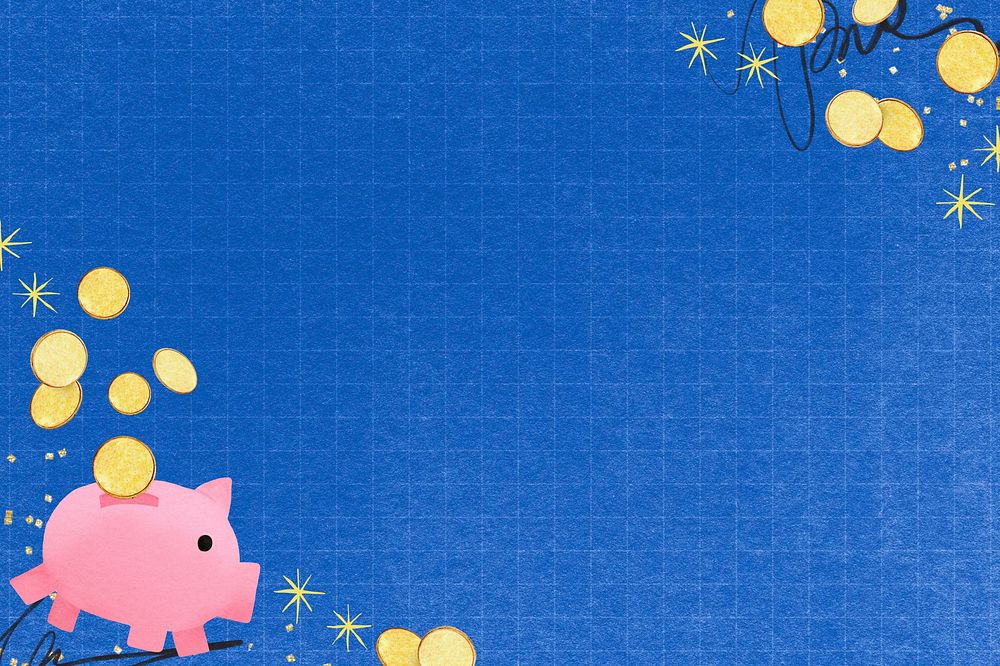 Piggy bank savings background, cute finance collage