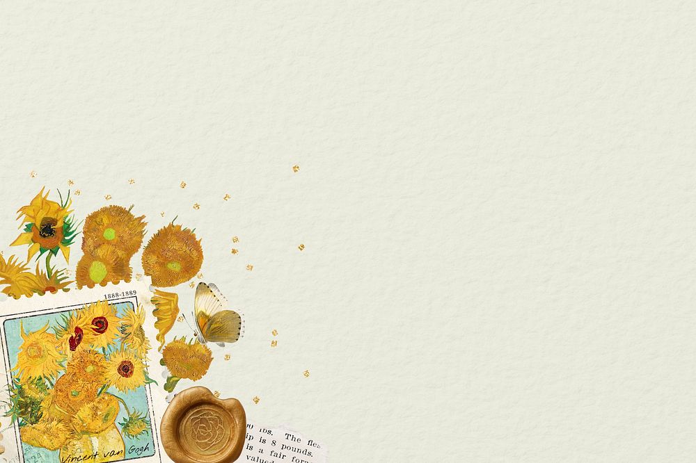 Van Gogh's Sunflowers background, vintage flower painting, remixed by rawpixel