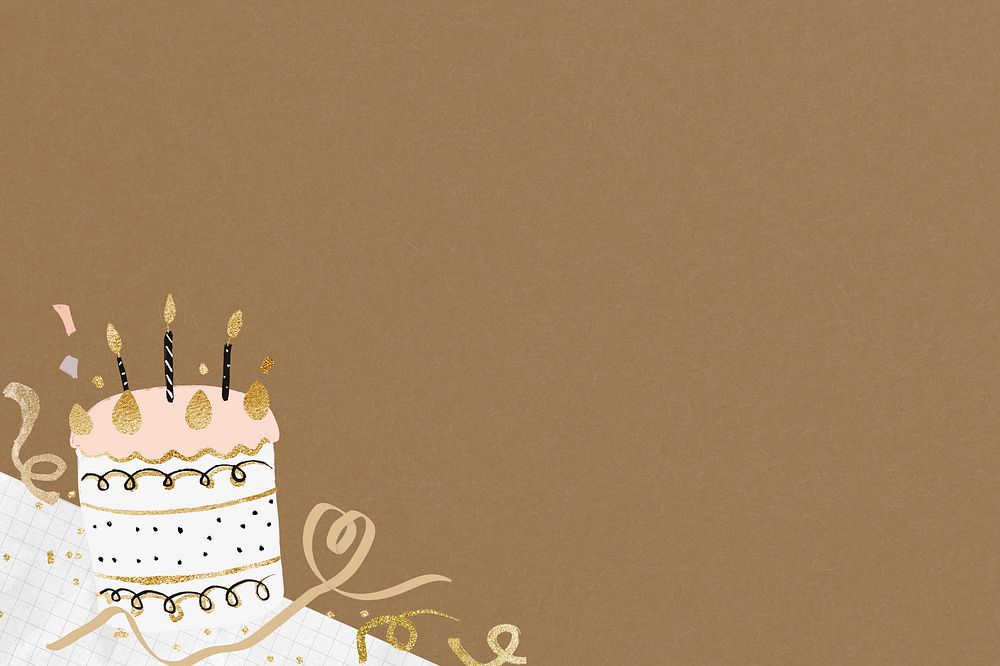 Birthday celebration cake background, brown design