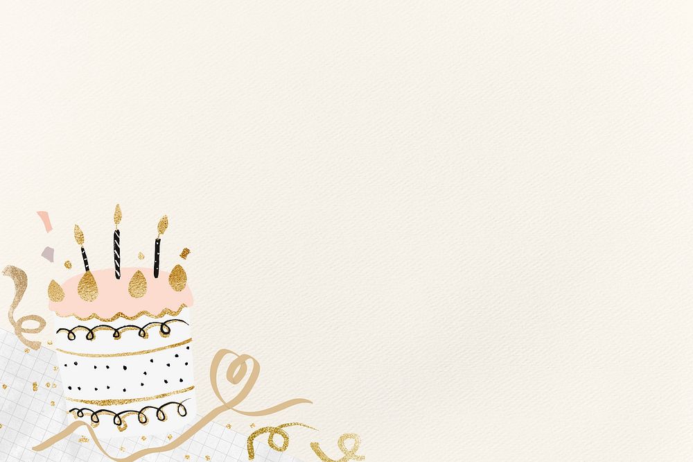 Birthday celebration cake background, beige design
