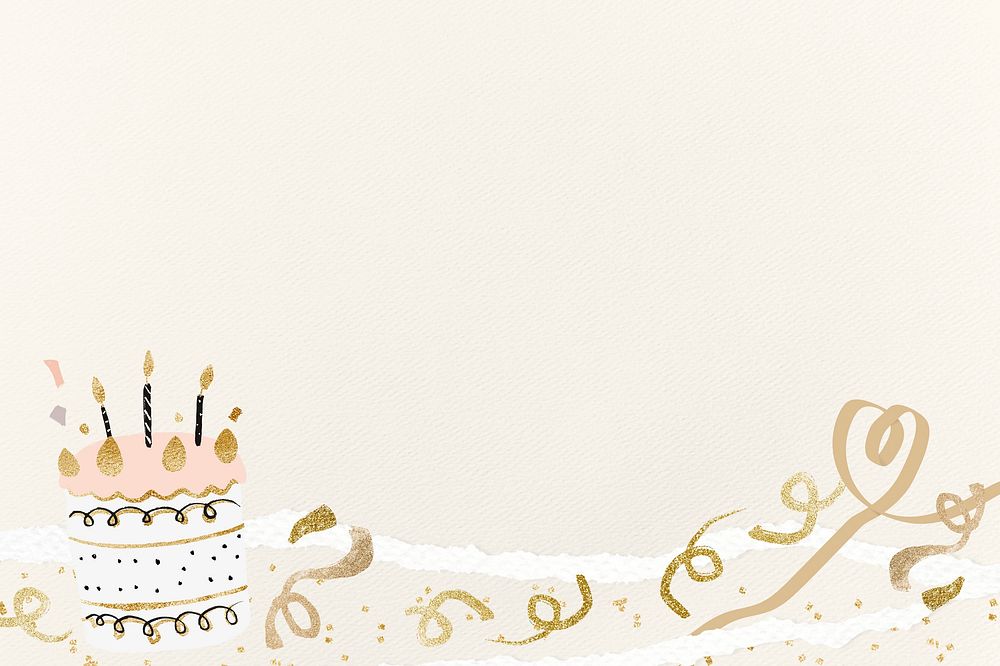 Aesthetic birthday cake background, beige design