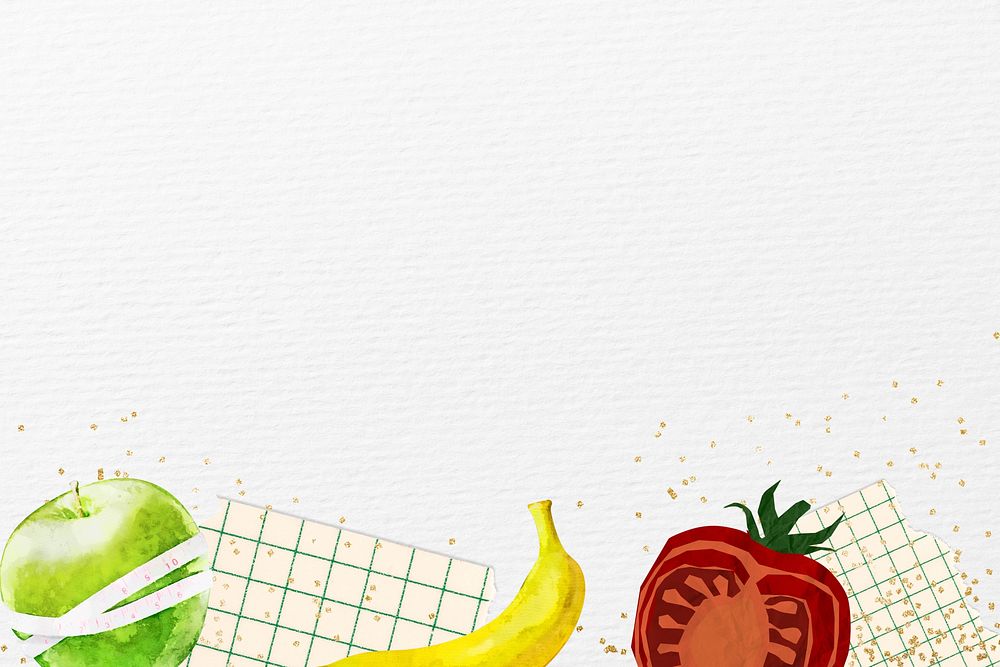 Healthy food background, fruits border design