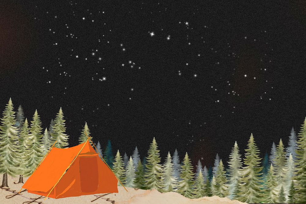 Camping tent aesthetic background, travel collage