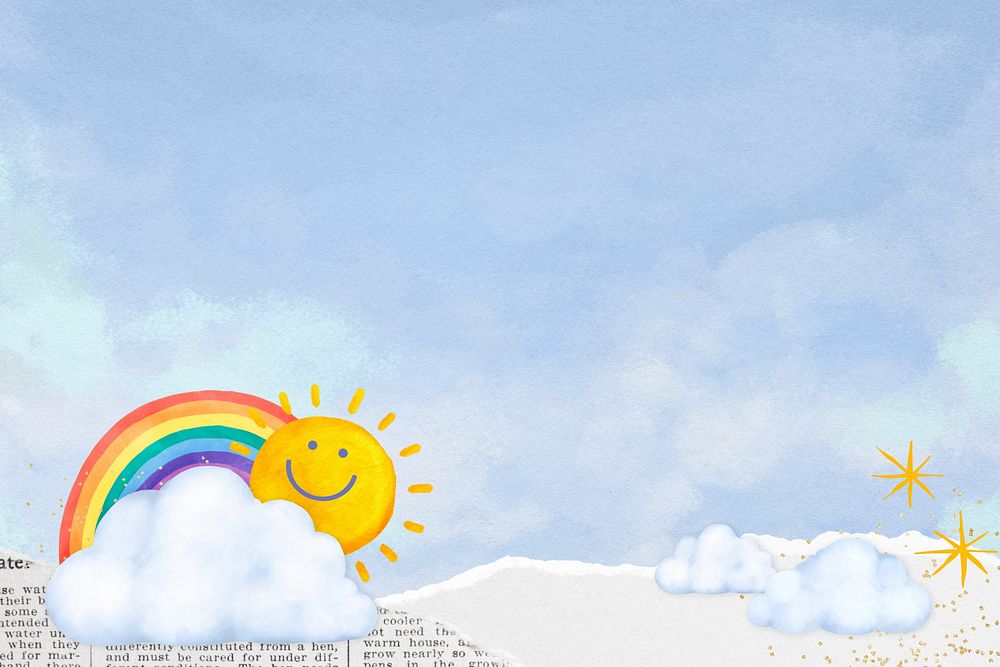 Sunny sky weather background, aesthetic paper collage