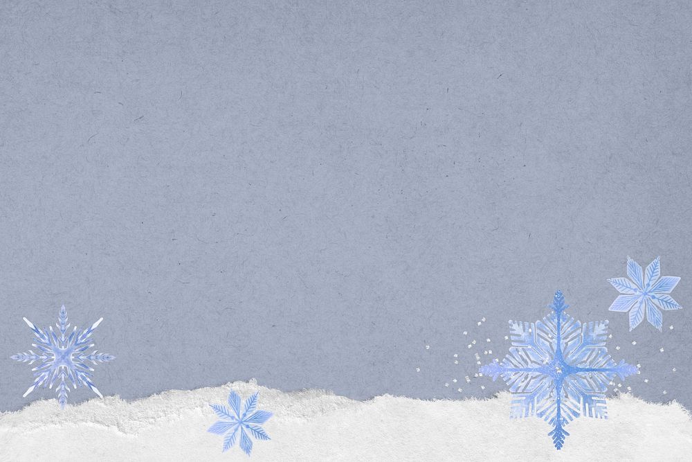 Blue winter snowflakes background, seasonal border