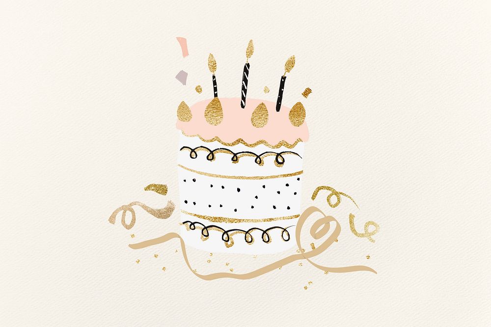 Birthday cake, aesthetic celebration collage
