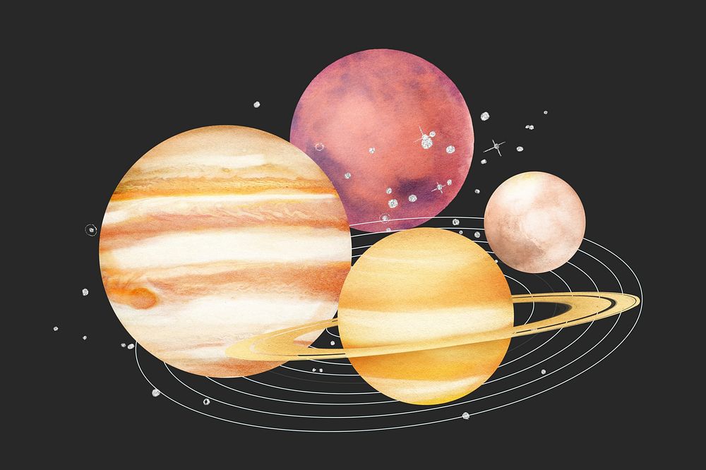 Aesthetic space planets background, paper collage