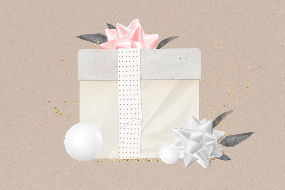 Birthday gift box, aesthetic celebration collage