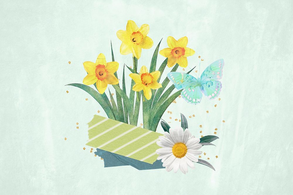 Easter flower, daffodil remix illustration