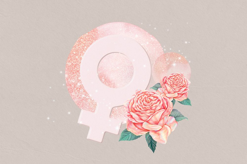 Woman gender symbol, floral collage