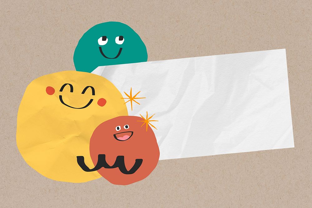 Emoji doodle wrinkled paper background