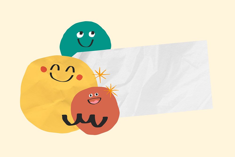 Emoji  doodle wrinkled paper background