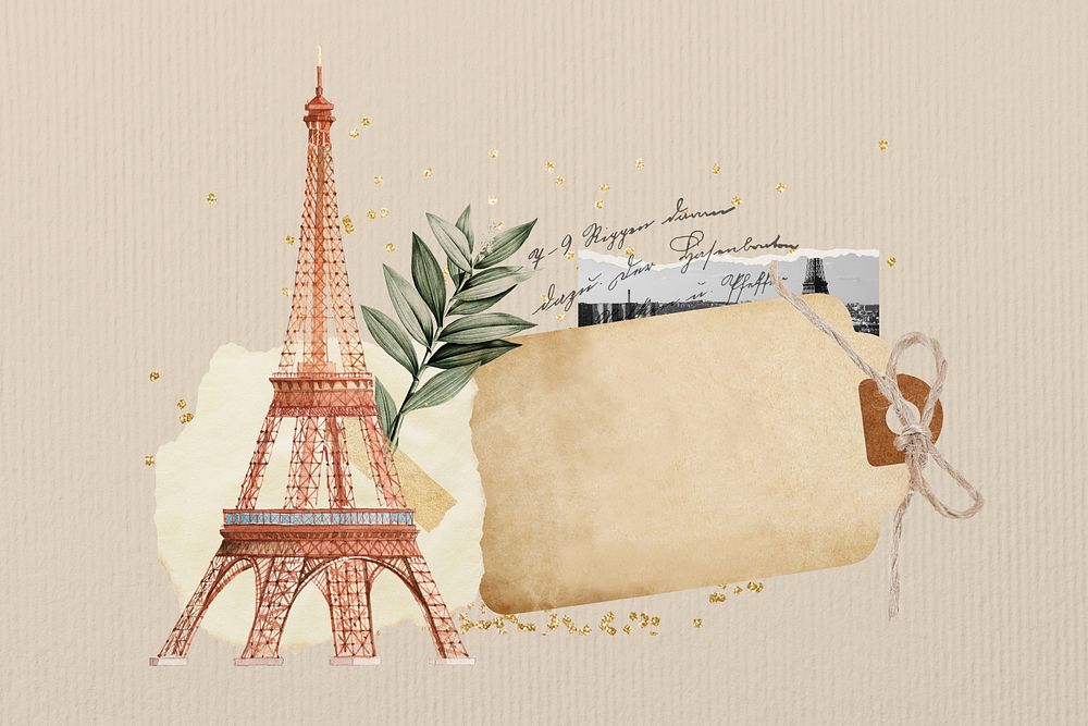 Eiffel Tower tag, aesthetic travel  background