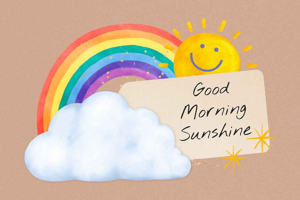 Good morning sunshine greeting, weather collage