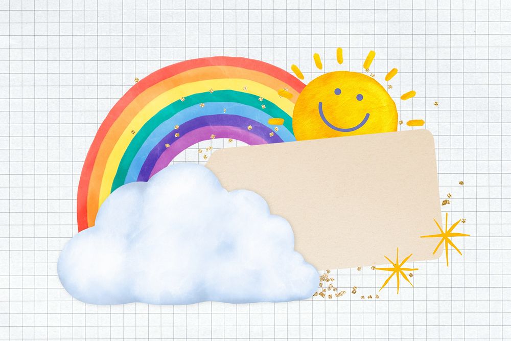 Sunny sky note paper, watercolor weather   background