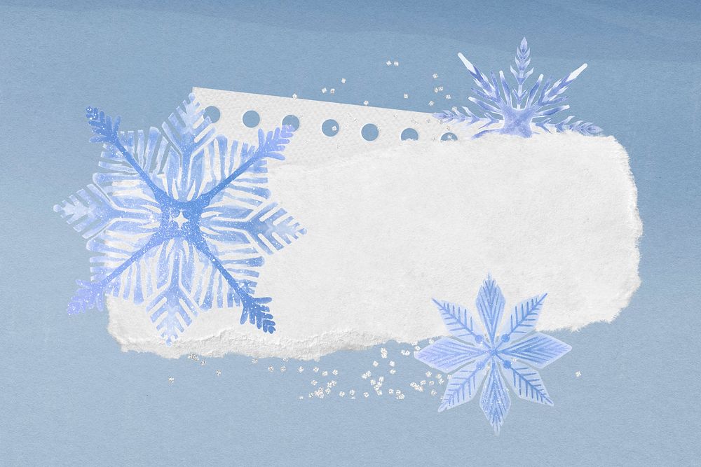 Blue snowflakes ripped paper, festive  element background