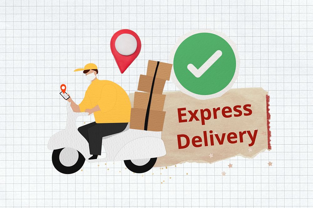 Express delivery words, shipping service collage