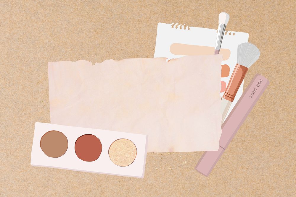 Makeup aesthetic, ripped paper, beauty  background
