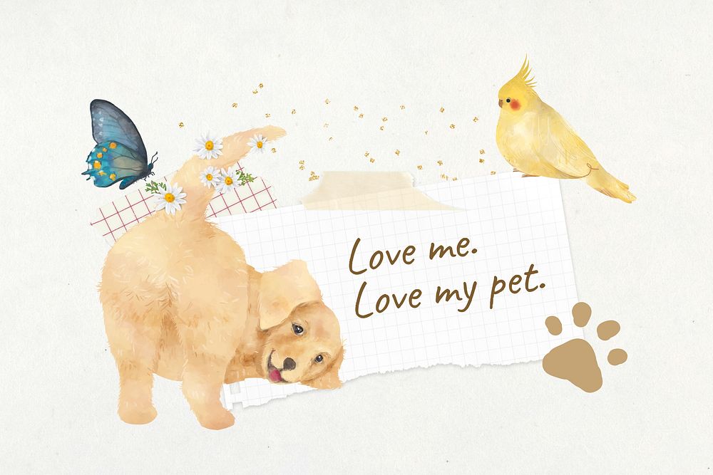 Love me love my pet, cute dog collage