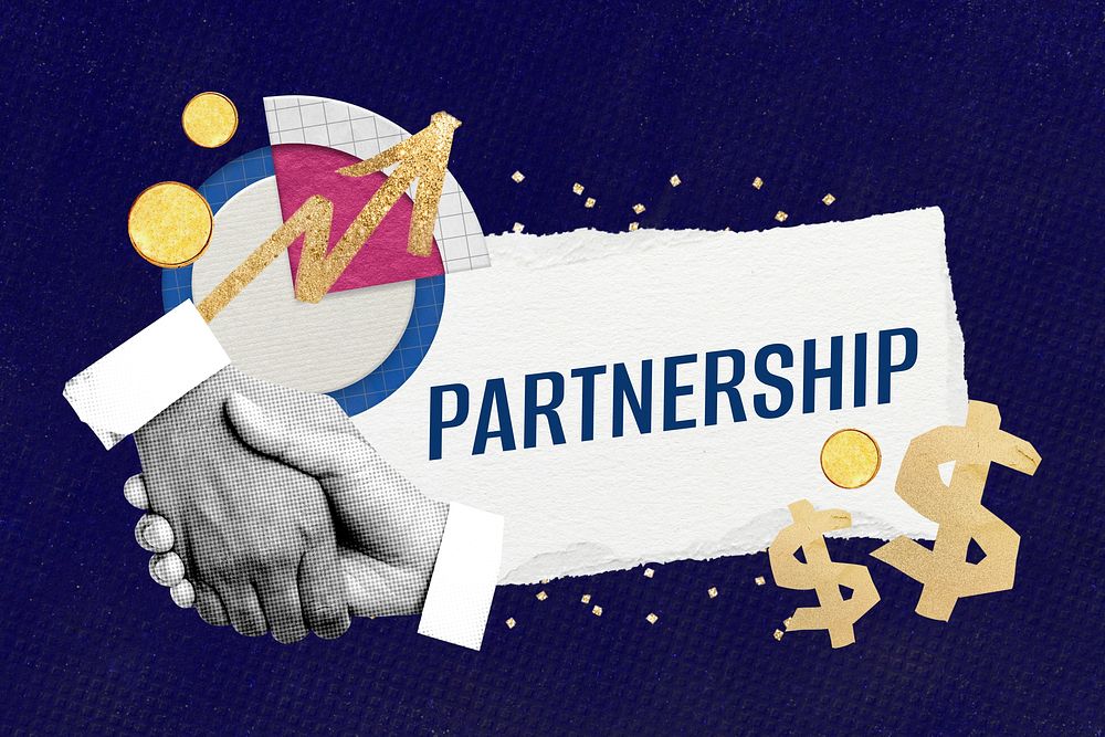 Partnership word, business collage