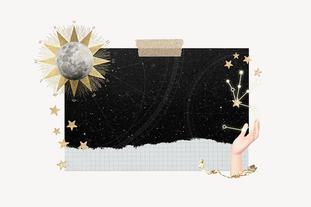 Astrology aesthetic note paper, fortune telling collage