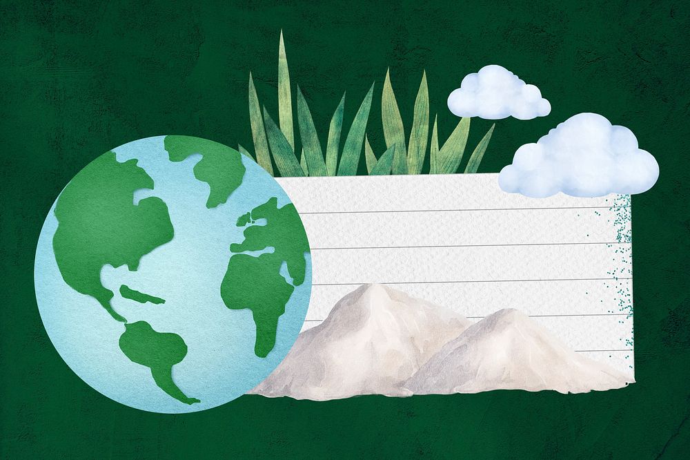 Green planet note paper, environment collage element