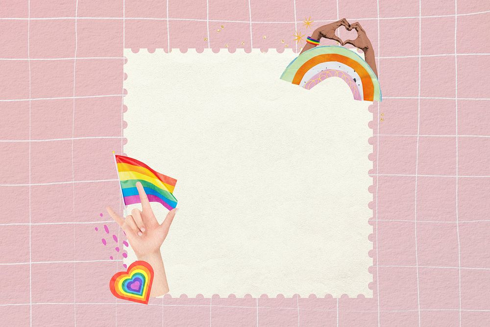 LGBTQ note paper, pride flag collage