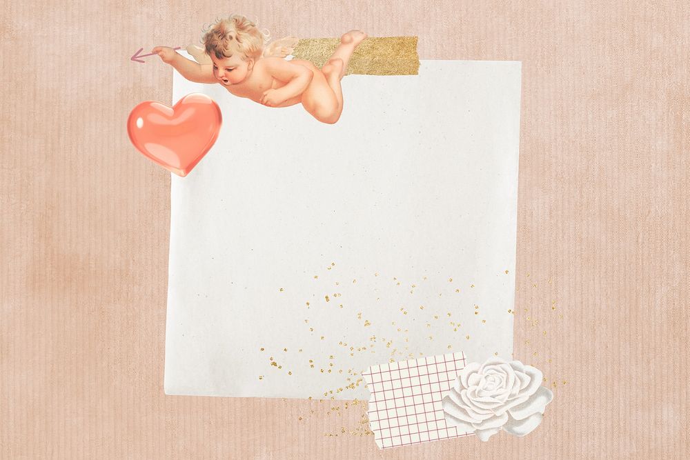 Valentine's cupid note paper, aesthetic collage