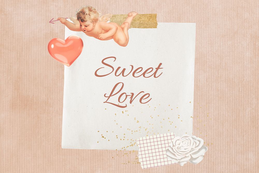 Secret love  words, Valentine's cupid collage