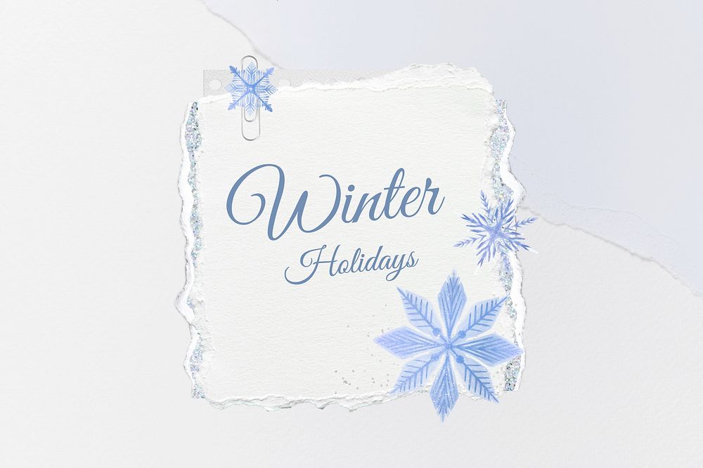 Winter Holiday  words, aesthetic snowflakes collage