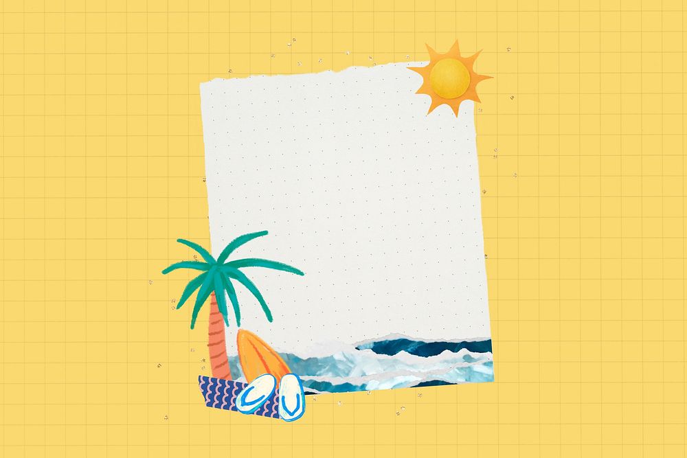Summer beach note paper, holiday collage