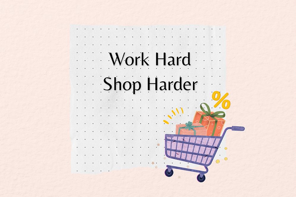 Shopping quote, cute paper collage