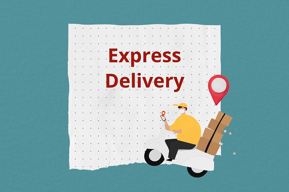Express delivery words, shipping service collage