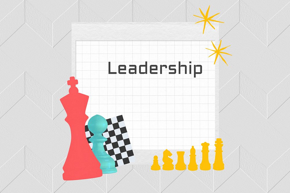 Leadership word, chess piece collage