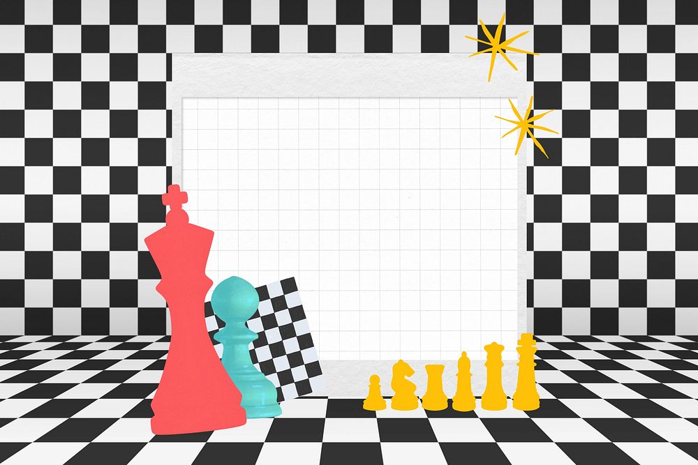 Business strategy chess, cute collage