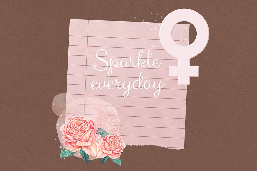 Sparkle everyday word, floral aesthetic paper collage